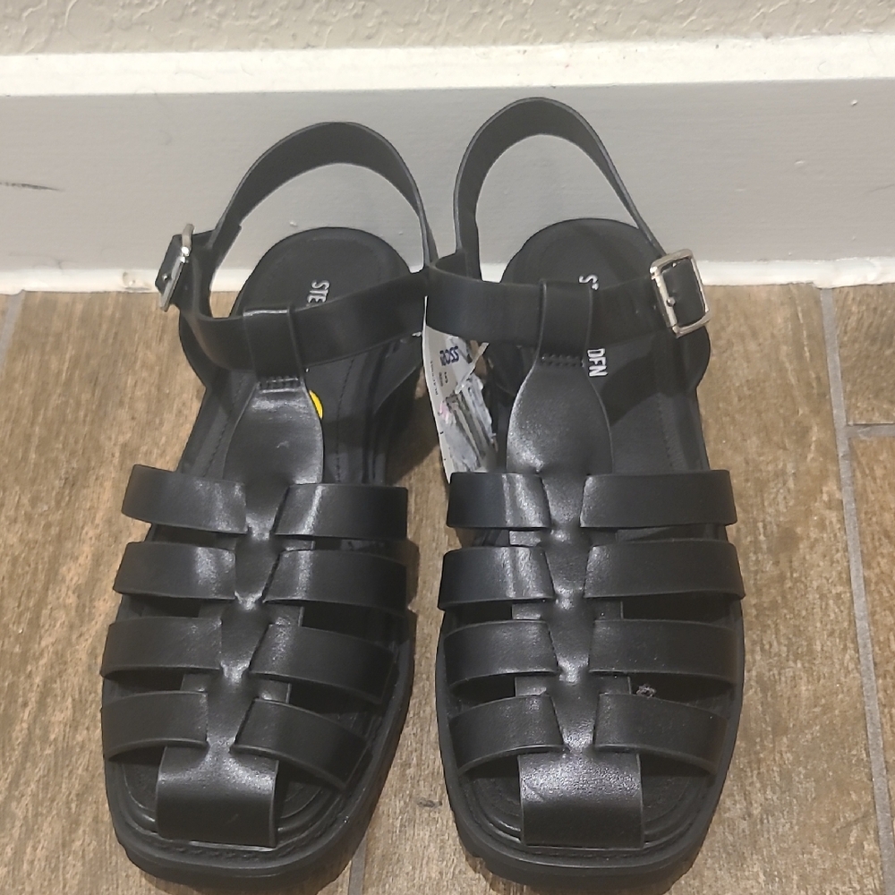 Steve Madden Black Woven Sandals